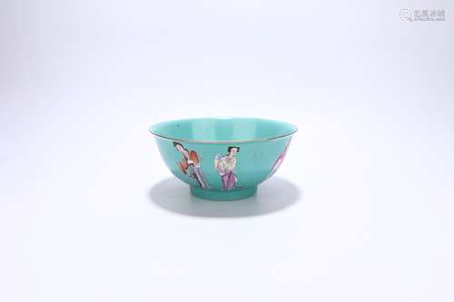 chinese green-ground famille rose porcelain bowl