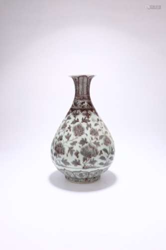chinese underglaze red porcelain pear shaped vase
