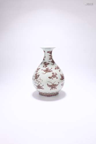 chinese underglaze red porcelain pear shaped vase