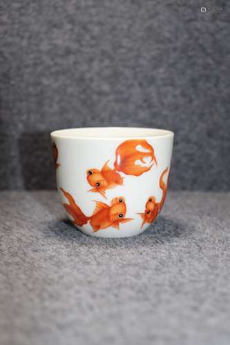 chinese copper-red glazed porcelain cup