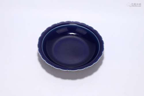 chinese blue glazed porcelain dish