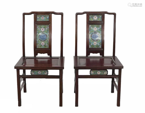 Set of Two Chinese Hardwood Chairs