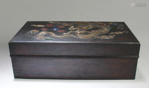 Chinese Hardwood Box with Mother Pearl Inlay