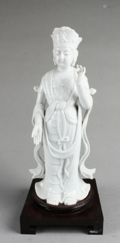 An Old Chinese Blanc De Chines Standing Bodhisattv