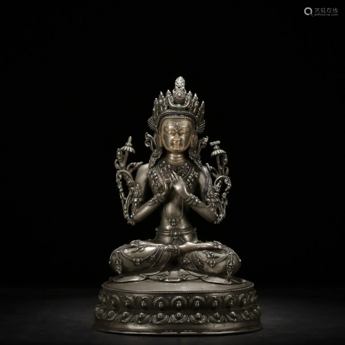 A Silver Bodhisattva Statue