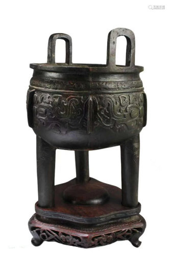 Antique Bronze Tripod Censer