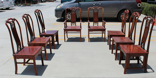 A Set of Eight Hardwood Backrest Chairs