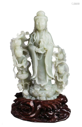 Chinese Jade Guanyin Statue