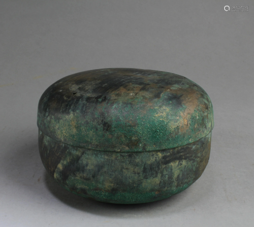 A Korean Bronze Round Box