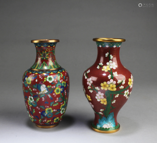Two Pieces of Cloisonne Vases