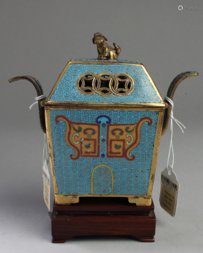 A Cloisonne Enamel Archaistic Censer And Cover 18T