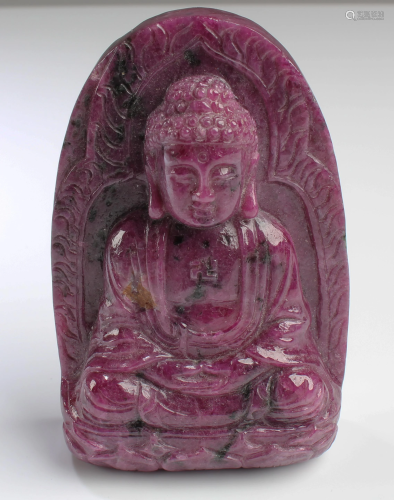 A Ruby Carved Buddha Statue
