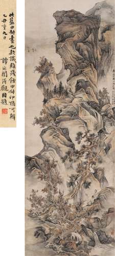 蓝瑛（1585～1664后） 松荫观瀑图 立轴 设色纸本