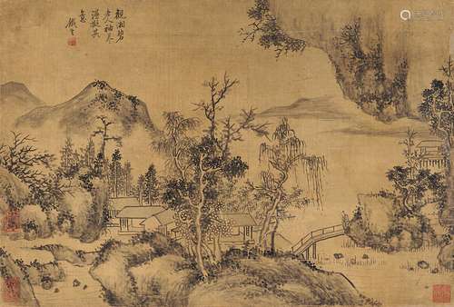 奚冈（1746～1803） 湖山闲居图 立轴 水墨绢本