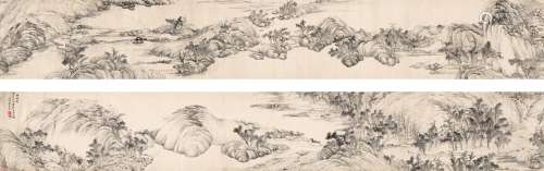 法若真（1613～1696） 1674年作 为陈开之作 溪山优游图卷 手卷 水墨...