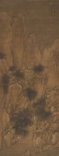 刘度（明·崇祯） 1638年作 关山暮雪图 立轴 设色绢本