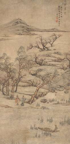 陈祼（1563～1639） 1630年作 延缘苇间图 立轴 设色纸本