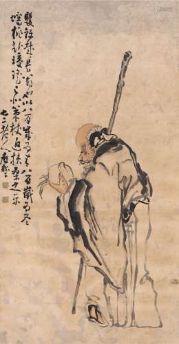 黄慎（1687～约1770） 仙翁祝寿图 镜片 设色纸本