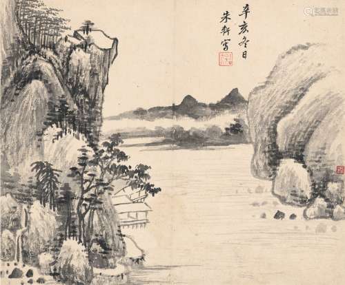 朱轩（1620～1690） 1671年作 山水清音图 镜片 水墨纸本