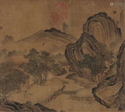 唐寅（1470～1523） 溪山栖隐图 镜片 水墨绢本