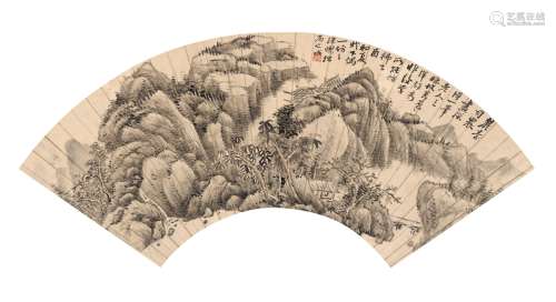 钱维城（1720～1772） 1765年作 云山幽居图 扇页 水墨纸本