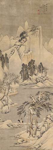 钱杜（1764～1845） 1841年作 雪溪诗思图 立轴 设色纸本