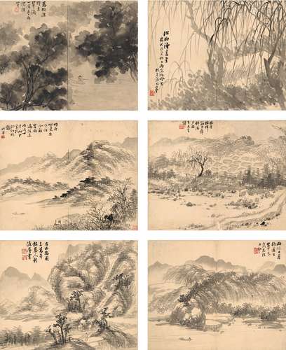 张赐宁（1743～1817后） 1778年作 山水册 册页（六页） 水墨纸本