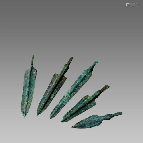 Lot of 5 Ancient Luristan Bronze Arrow points c.1000