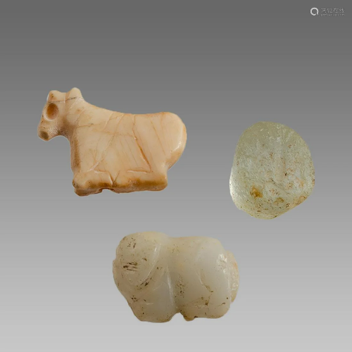 Lot of 3 Messopotamian Style Stone Animals.