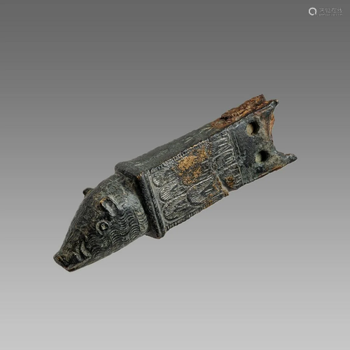 Ancient Roman Bronze Knife Handle with Boar head c.2nd