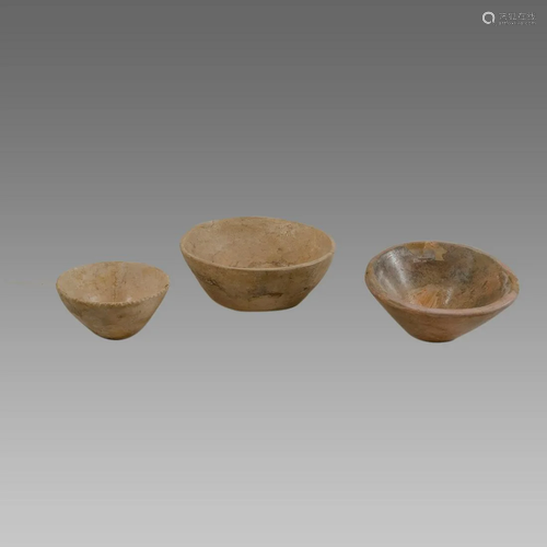 Lot of 3 Bactrian Stone Bowls c.200 BC.