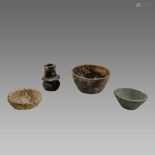 Lot of 4 Bactrian Stone Bowls c.200 BC.