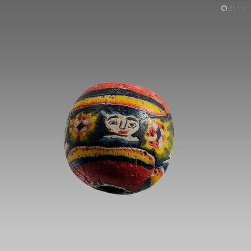 Phoenician Style Mosaic Glass Face Bead.