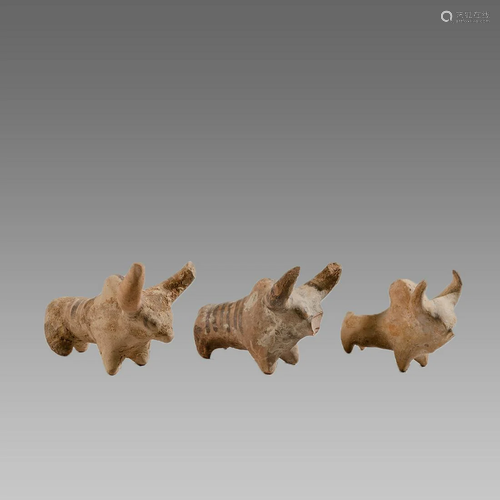 Lot of 3 Indus Valley Style Terracotta Bulls.