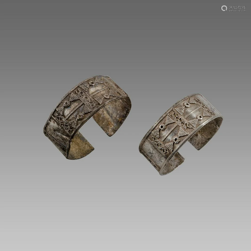 A pair of Islamic Silver Bracalets.