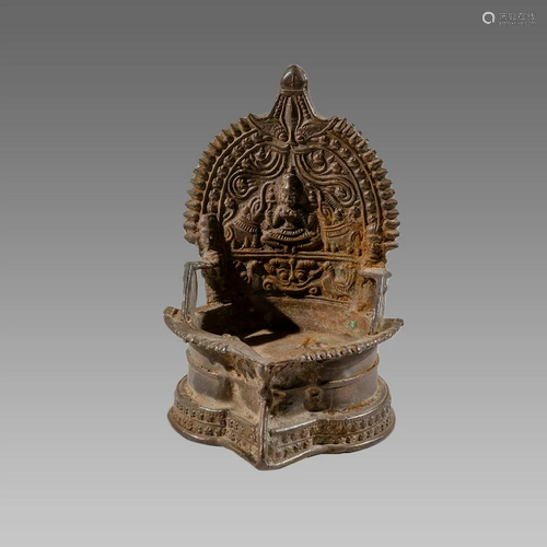 Indian Bronze Oil lamp, cup, Buddha c.19th century,