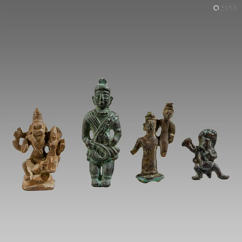 Lot of 4 Indian Bronze Buddha Figures probably c.19th