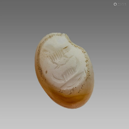 Ancient Sasanian Agate Seal with Bird c.5th century AD.