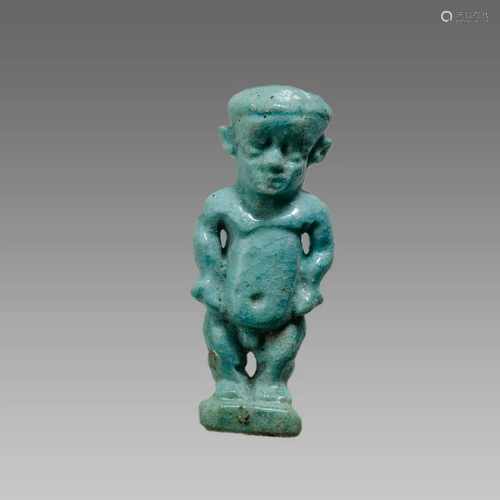 Ancient Egyptian Faience Dwarf Pataikos Amulet