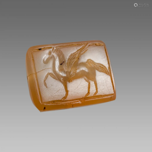 Greek Style Agate Intaglio with Pegasos.