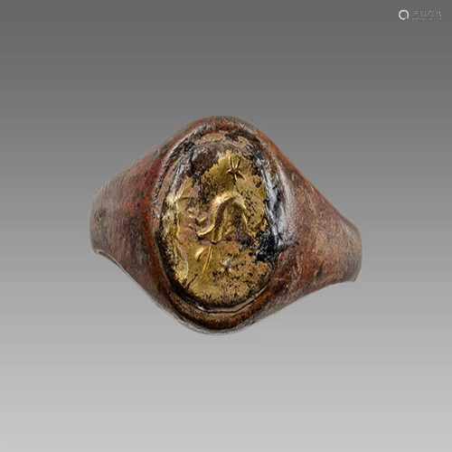 Ancient Roman Bronze Ring with bird c.2nd-4th century