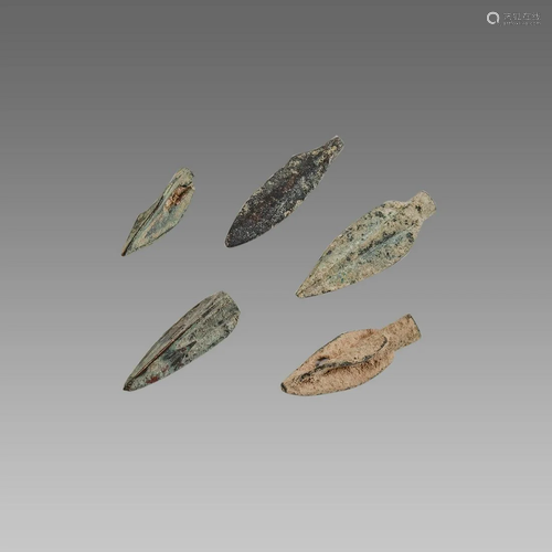 Lot of 5 Roman Bronze Arrow heads.