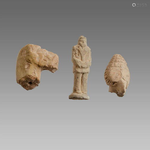 Lot of 3 Parthian Terracotta fragments c.3rd century