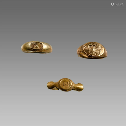 Lot of 3 Roman Style Bronze Rings.