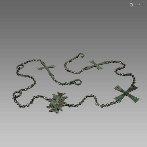 Ancient Byzantine Bronze Chain with Crosses Ca. 8th