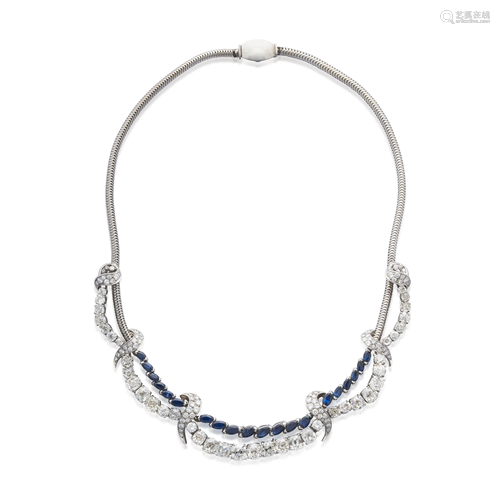 SAPPHIRE AND DIAMOND NECKLACE