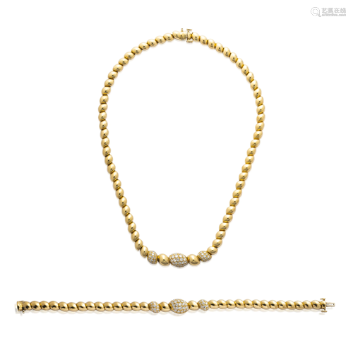 DIAMOND AND GOLD NECKLACE AND BRACELET SET