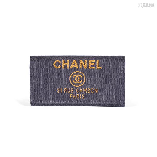 Blue Denim Deauville Long Wallet, Chanel, c. 2017,