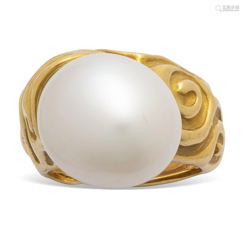 NO RESERVE - ELIZABETH GAGE CULTURED PEARL AND GOLD