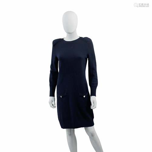 Navy Cashmere and Wool Blend Dress, Chanel, (Missing